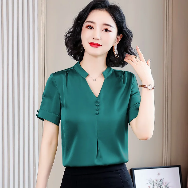 Korean Chiffon Women Blouses Shirts Woman Satin Solid Blouse Elegant Women V-neck Shirt Tops Plus Size Blusas Mujer De Moda 2020 
Korean Chiffon Women Blouses Shirts Woman Satin Solid Blouse Elegant Women V-neck Shirt Tops Plus Size Blusas Mujer De Moda 2020