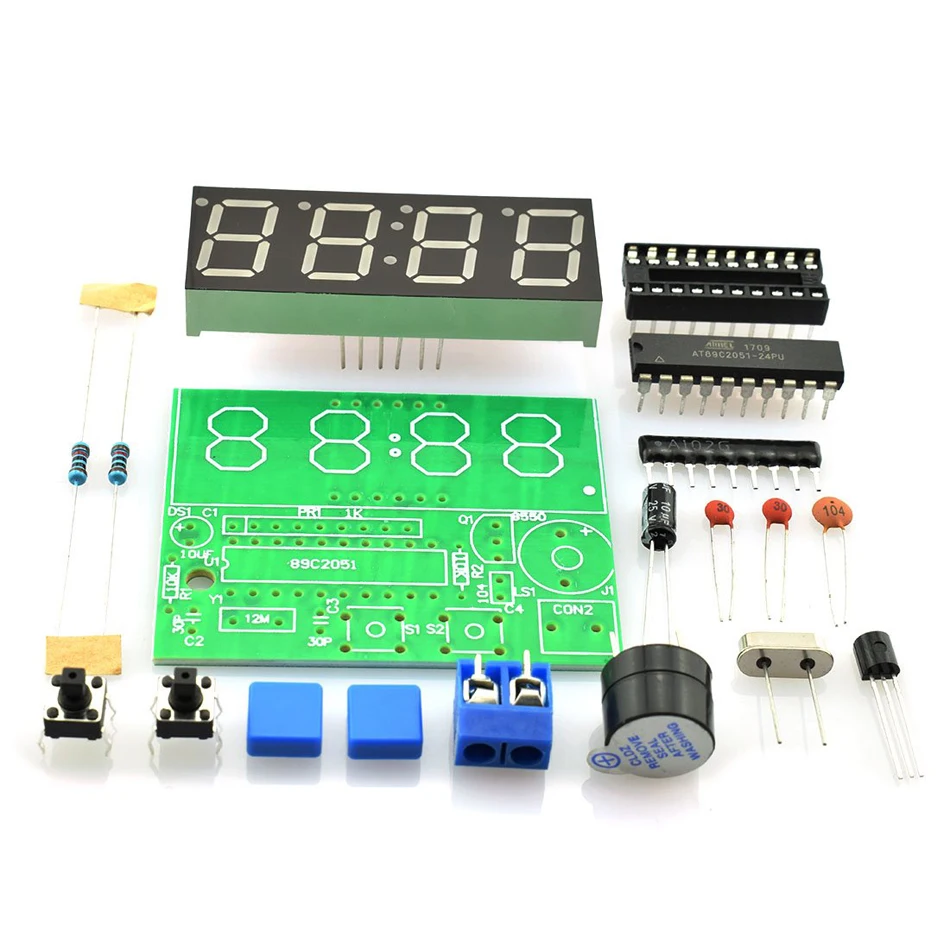 0.56" C51 4 Bits Digital Electronic Clock AT89C2051 SCM Electronic DIY Kits Welding Practice Learning Kits Red LED
0.56" C51 4 Bits Digital Electronic Clock AT89C2051 SCM Electronic DIY Kits Welding Practice Learning Kits Red LED