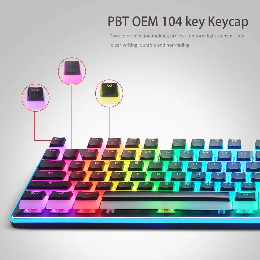 104 Key Pudding Keycaps OEM PBT Double Color Backlight Keycaps Universal Column For Ikbc Cherry MX Annie Mechanical Keyboard
104 Key Pudding Keycaps OEM PBT Double Color Backlight Keycaps Universal Column For Ikbc Cherry MX Annie Mechanical Keyboard