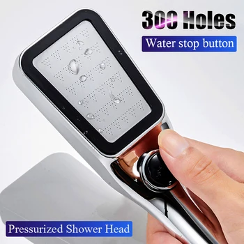 300 Holes Bathroom Pressurized Rainfall Shower Head Bath Water Saving High Pressure Shower Head Stop Button Spraye Faucet Nozzle 
300 Holes Bathroom Pressurized Rainfall Shower Head Bath Water Saving High Pressure Shower Head Stop Button Spraye Faucet Nozzle