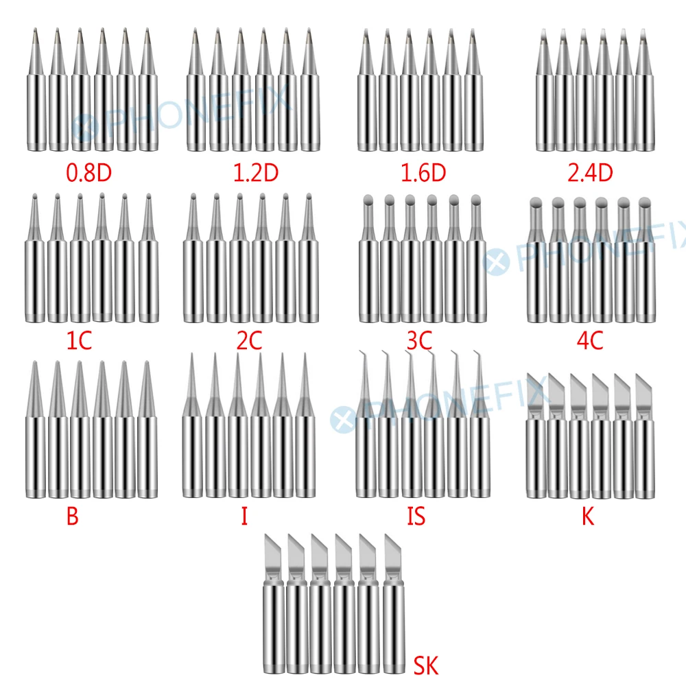 

10pcs Lead-free Soldering Iron Tip 900M I/B/K/SK/IS/2.4D/3C Welding Head for 936 852d+ 909D Rework Station BGA Soldering Tool