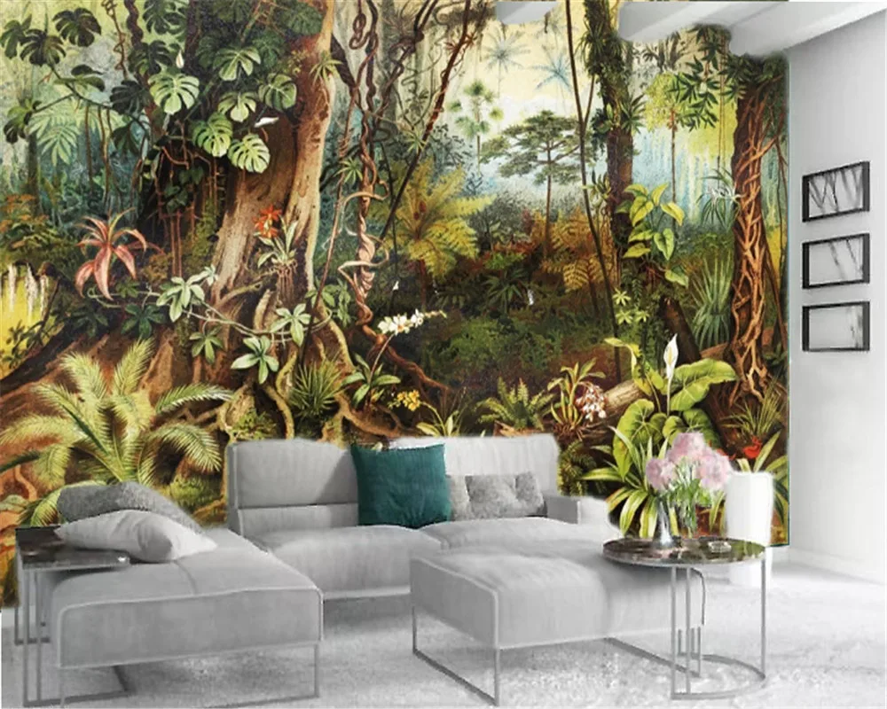 Фото 3d обои на стену с изображением пейзажа тропического леса | Строительство и ремонт