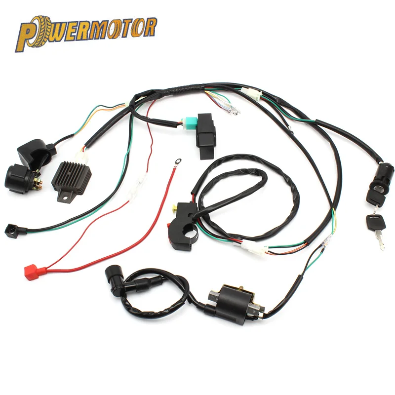 Motorcycle CDI Ignition Coil Wiring Harness Loom Solenoid Rectifier For 50/70/90/110/125CC Quad Dirt Bike ATV Go Kart | Автомобили и