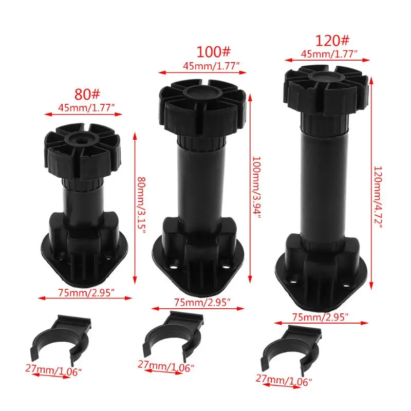 Description Picture 4 of item4pcs Adjustable Height Cupboard Foot Cabinet Leg For Kitchen Bathroom