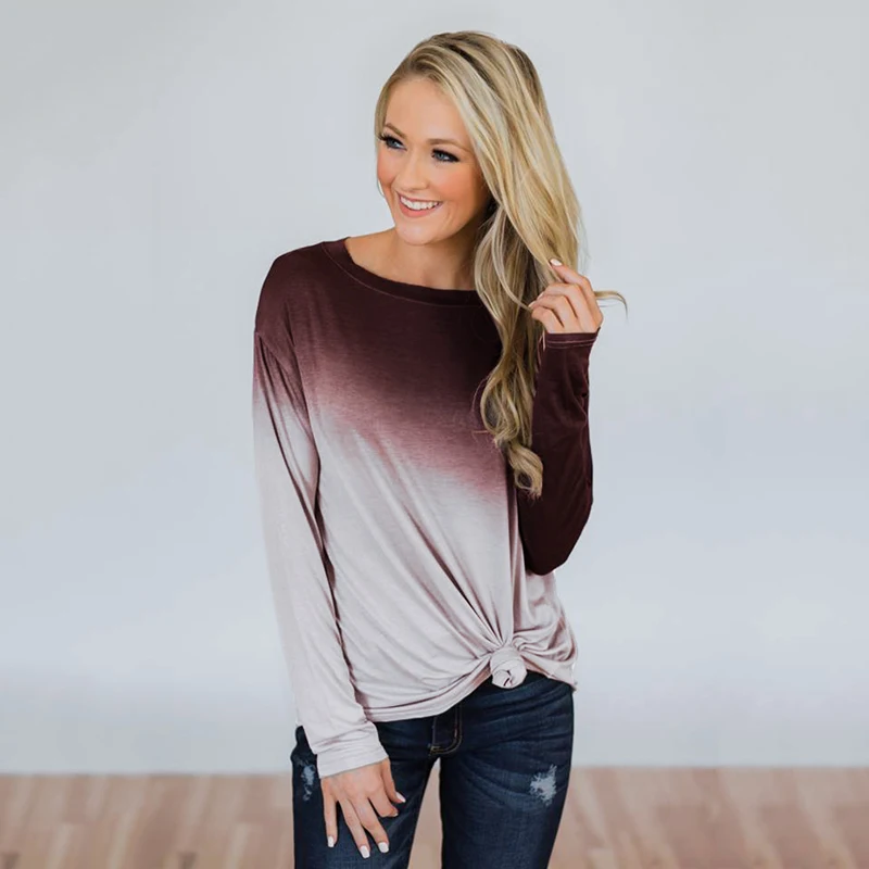 Women Long Sleeve T-shirt Gradient Color Printed Dropped Shoulder Round Neck Loose Casual Shirts Tops Autumn Basic Tees Female
Women Long Sleeve T-shirt Gradient Color Printed Dropped Shoulder Round Neck Loose Casual Shirts Tops Autumn Basic Tees Female