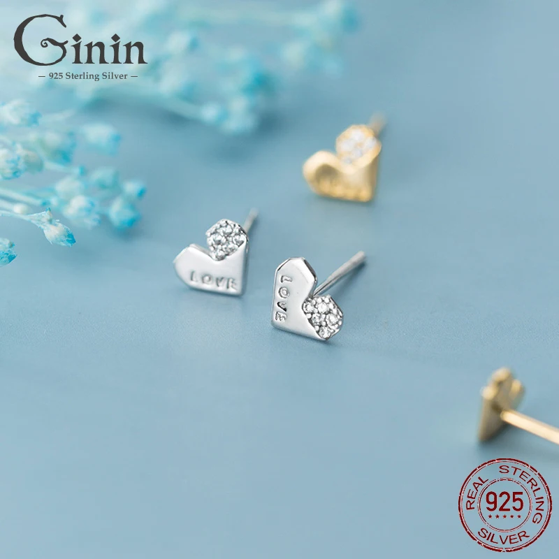 Ginin 925 Sterling Silver Simple Heart Stud Earrings For Women Sweet Korean Style Letter Love Diamond Student Cute Gift Jewelry
Ginin 925 Sterling Silver Simple Heart Stud Earrings For Women Sweet Korean Style Letter Love Diamond Student Cute Gift Jewelry