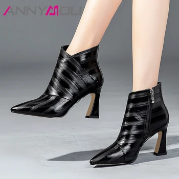 ANNYMOLI Winter Ankle Boots Women Natural Genuine Leather Hoof Heels Short Boots Zip Extreme High Heel Shoes Lady Autumn Size 39
ANNYMOLI Winter Ankle Boots Women Natural Genuine Leather Hoof Heels Short Boots Zip Extreme High Heel Shoes Lady Autumn Size 39
