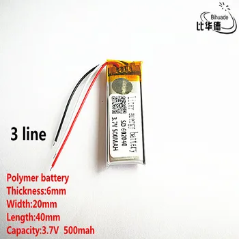 5pcs/lot 3 line Good Qulity 3.7V,500mAH,602040 Polymer lithium ion / Li-ion battery for TOY,POWER BANK,GPS,mp3,mp4
5pcs/lot 3 line Good Qulity 3.7V,500mAH,602040 Polymer lithium ion / Li-ion battery for TOY,POWER BANK,GPS,mp3,mp4