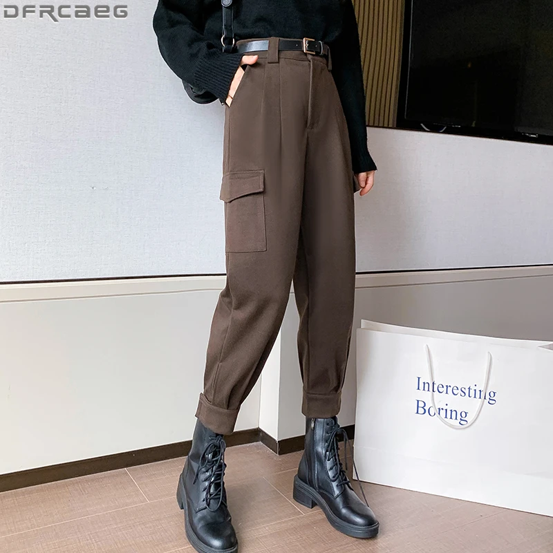 Fashion Streetwear Winter Woolen Pants Women Loose Harem High Waist Trousers Split Thin Legs Pencil Pant Cargo Femme Black Brown
Fashion Streetwear Winter Woolen Pants Women Loose Harem High Waist Trousers Split Thin Legs Pencil Pant Cargo Femme Black Brown