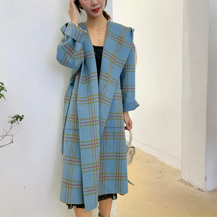 New Hat Checker Wool Overcoat Double-sided Fabric Mid-Autumn Long Wool Cashmere Overcoat 2019 Plaid Long Wool Coat
New Hat Checker Wool Overcoat Double-sided Fabric Mid-Autumn Long Wool Cashmere Overcoat 2019 Plaid Long Wool Coat