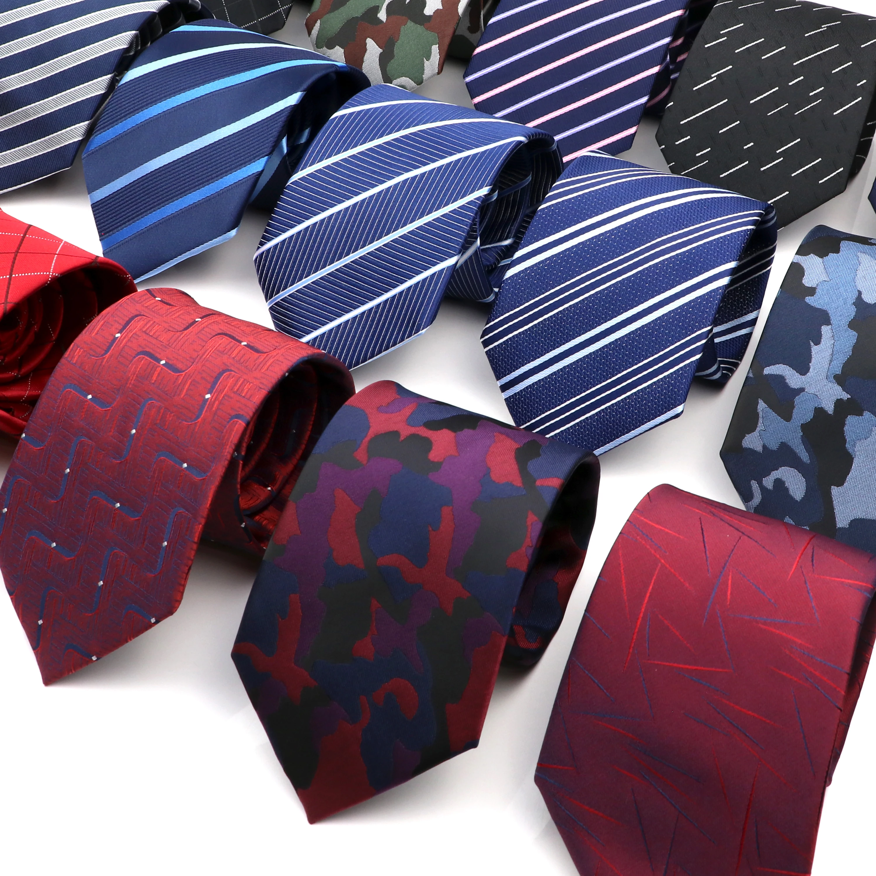 Мужской классический синий красный галстук диаметром 8 см в деловую полоску