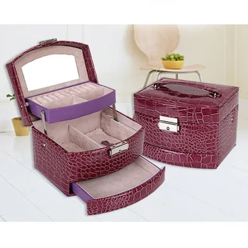3 Layers Jewelry Box With Drawers Necklace Jewelry Case With Lock And Key Makeup Mirror PU Leather New HSJ88 
3 Layers Jewelry Box With Drawers Necklace Jewelry Case With Lock And Key Makeup Mirror PU Leather New HSJ88