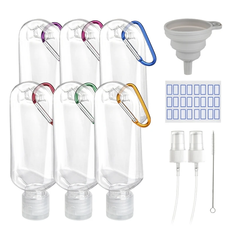 6Pcs 50ml Travel Refillable Empty Bottles with Keychain Nozzles Funnel Brush Labels Set Squeeze Hand Sanitizer Container
6Pcs 50ml Travel Refillable Empty Bottles with Keychain Nozzles Funnel Brush Labels Set Squeeze Hand Sanitizer Container