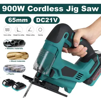 900W Cordless Jig Saw Portable Electric Jigsaw Metal Blade with Batteries Metal Woodworking Power Tool 4 Adjustable Angles 21VF
900W Cordless Jig Saw Portable Electric Jigsaw Metal Blade with Batteries Metal Woodworking Power Tool 4 Adjustable Angles 21VF