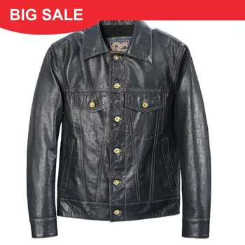 2020 Blue Men Slim Fit American Casual Style Leather Jacket Single Breasted Large Size 3XL Genuine Sheepskin Spring Leather Coat
2020 Blue Men Slim Fit American Casual Style Leather Jacket Single Breasted Large Size 3XL Genuine Sheepskin Spring Leather Coat
