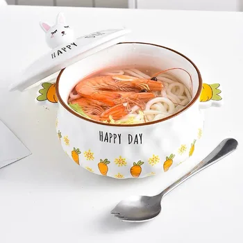 Creative Housing Ceramic Student Noodles Bowl With Lid Double Ears Heat Resitant 800ml Easy Cleaning
Creative Housing Ceramic Student Noodles Bowl With Lid Double Ears Heat Resitant 800ml Easy Cleaning