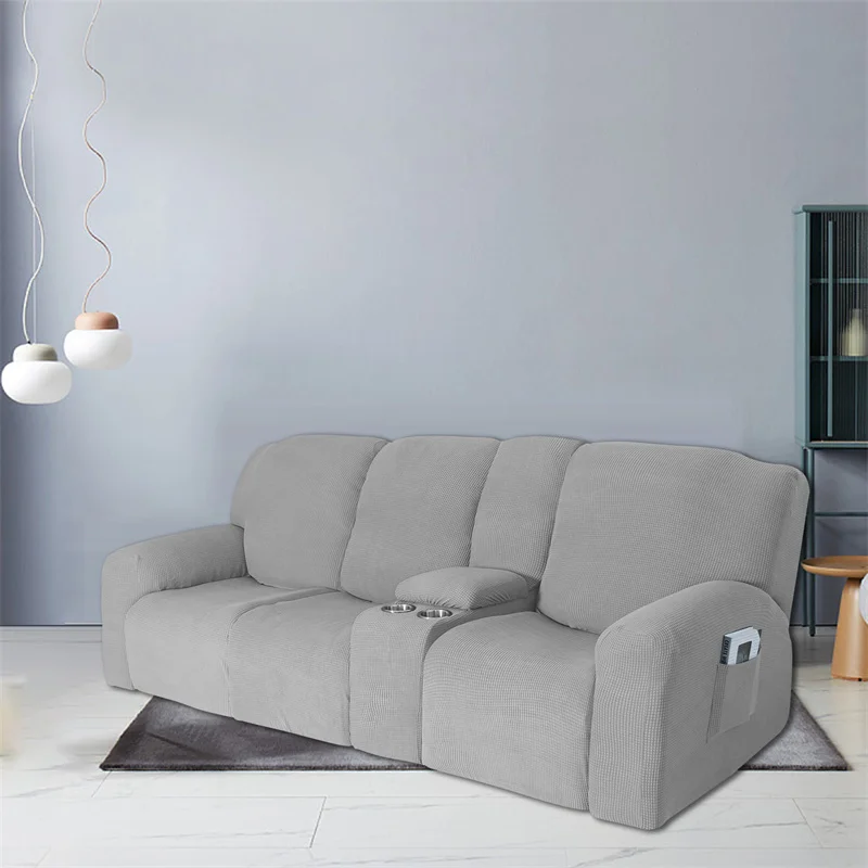 Housse extensible pour fauteuil inclinable 3 places, avec porte-gobelet, en polaire, pour salon Housse extensible pour fauteuil inclinable 3 places, avec porte-gobelet, en polaire, pour salon