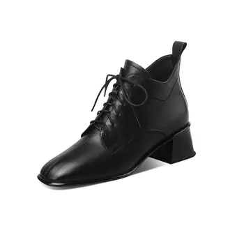 cow leather Women's Boots Square Toe Thick high Heels ladies ankle boots lace up Working Night Club Shoes Woman
cow leather Women's Boots Square Toe Thick high Heels ladies ankle boots lace up Working Night Club Shoes Woman