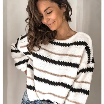 Spring Winter Women Sweater Fashion Loose High Neck Striped Long Sleeve Warm Sweater Top Casual Batwing Sleeve Sweater Plus Size
Spring Winter Women Sweater Fashion Loose High Neck Striped Long Sleeve Warm Sweater Top Casual Batwing Sleeve Sweater Plus Size