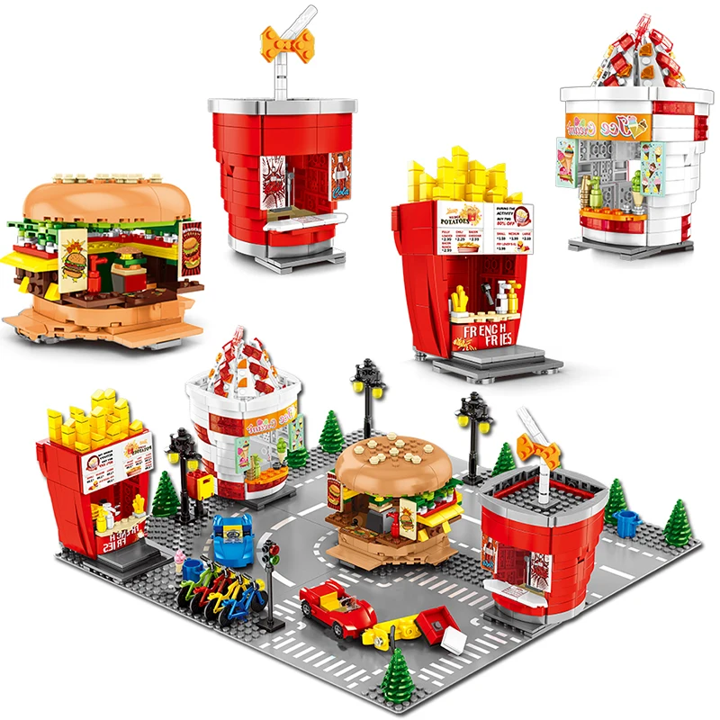 City Street View Building Block Burger Ice Cream Trolley Food Store Building Block Children Educational Toy Compatible with all
City Street View Building Block Burger Ice Cream Trolley Food Store Building Block Children Educational Toy Compatible with all