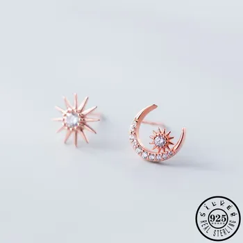 925 Sterling Silver Asymmetrical Sun Moon with CZ Stone Rose Gold Color Plated Ear Studs Cubic Zircon Earrings Jewelry for Women
925 Sterling Silver Asymmetrical Sun Moon with CZ Stone Rose Gold Color Plated Ear Studs Cubic Zircon Earrings Jewelry for Women