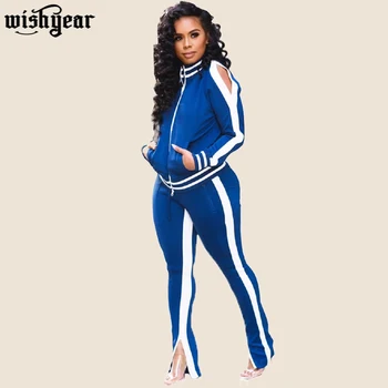 White Stripe Patchwork Women Tracksuit Sport Fashion Two Piece Set Code Shoulder Zipper Long Sleeve Jacket Top Slit Pants
White Stripe Patchwork Women Tracksuit Sport Fashion Two Piece Set Code Shoulder Zipper Long Sleeve Jacket Top Slit Pants