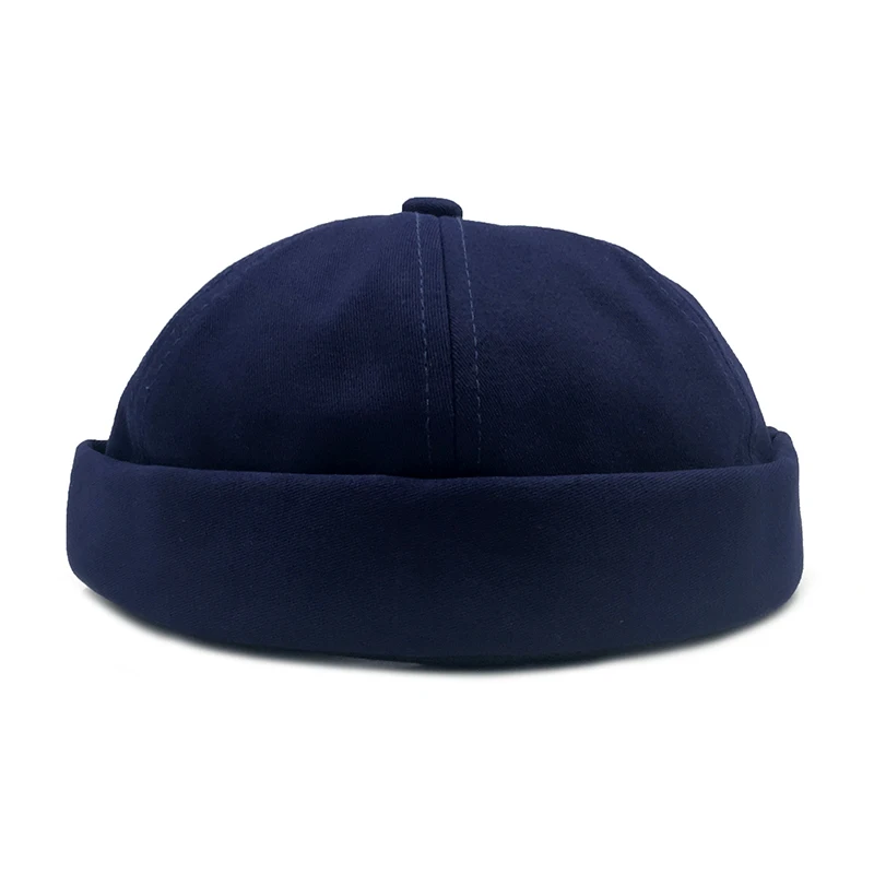 

Men Women Skullcap Sailor Cap Solid color Warm Rolled Cuff Bucket Cap Brimless Hat Solid Color Adjustable Cotton Docker Hats