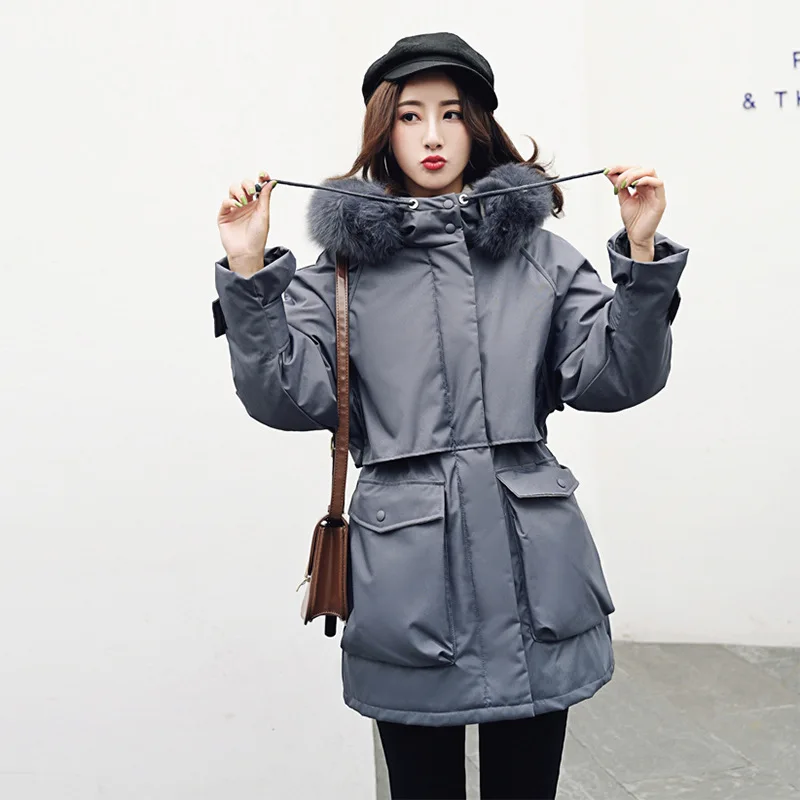 TAY'S Free shipping19 autumn and winter fashion down jacket women medium & long loose large hairy collar white duck velvet coat 
TAY'S Free shipping19 autumn and winter fashion down jacket women medium & long loose large hairy collar white duck velvet coat