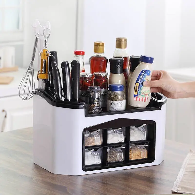 Multifunctional Kitchen Storage Box Household Racks Seasoning Taste Bottle Combination Knife Set Multi-grid Storage Organization
Multifunctional Kitchen Storage Box Household Racks Seasoning Taste Bottle Combination Knife Set Multi-grid Storage Organization