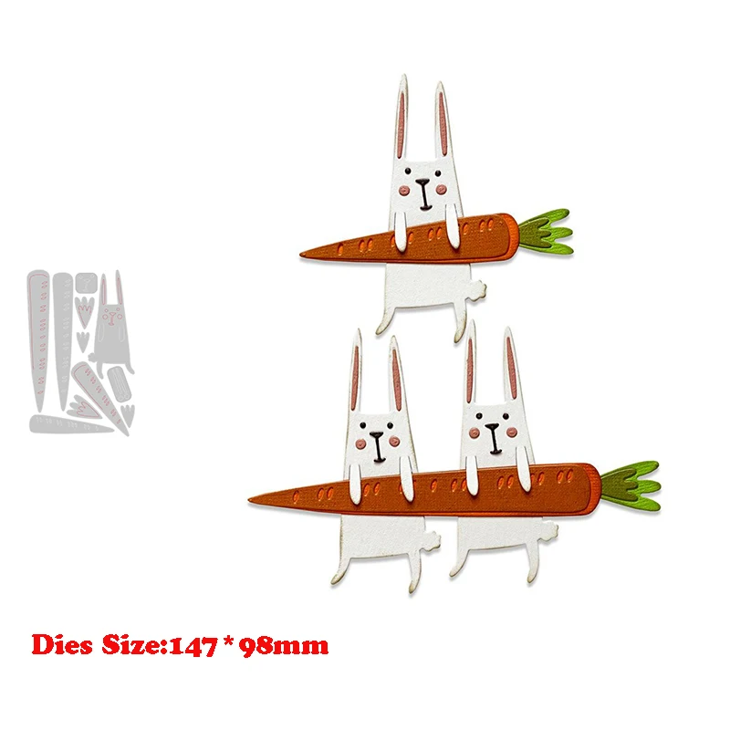 

New Arrival Metal Easter Cutting Dies For 2021 DIY Scrapbooking Carrot Bunny Embossing Stencils Paper Card Making Craft