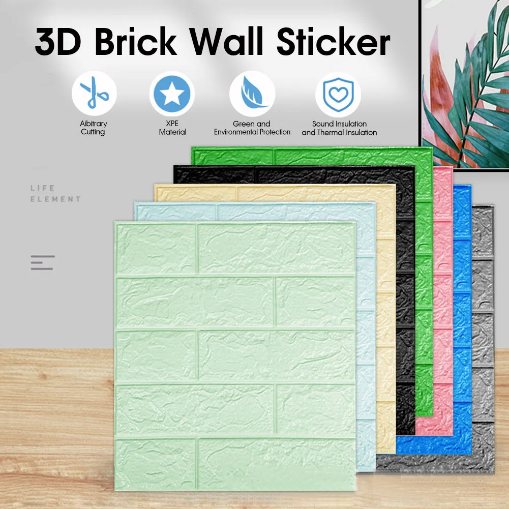 Фото 10pcs Brick Foam Panels 3d Wall Stickers Self-adhesive Diy Embossed Stone Wallpaper Home Decor Living Room Kitchen Decoration | Дом и сад