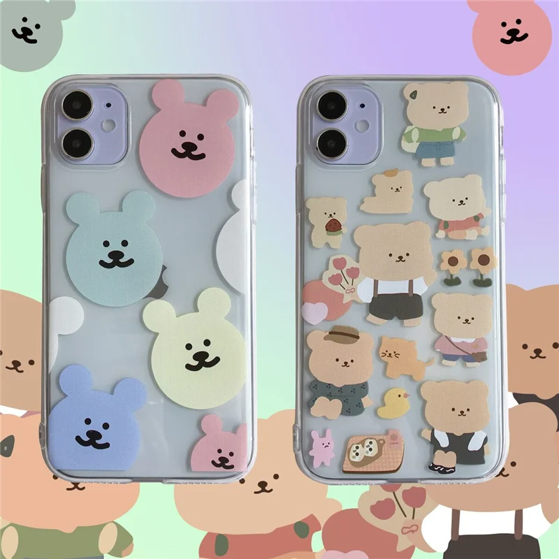 Color bear INS Korea clear case for iPhone 11 Pro X XR XS MAX 6 6S 7 8 6 S Plus cute flower bears soft silicone phone cover capa 
Color bear INS Korea clear case for iPhone 11 Pro X XR XS MAX 6 6S 7 8 6 S Plus cute flower bears soft silicone phone cover capa