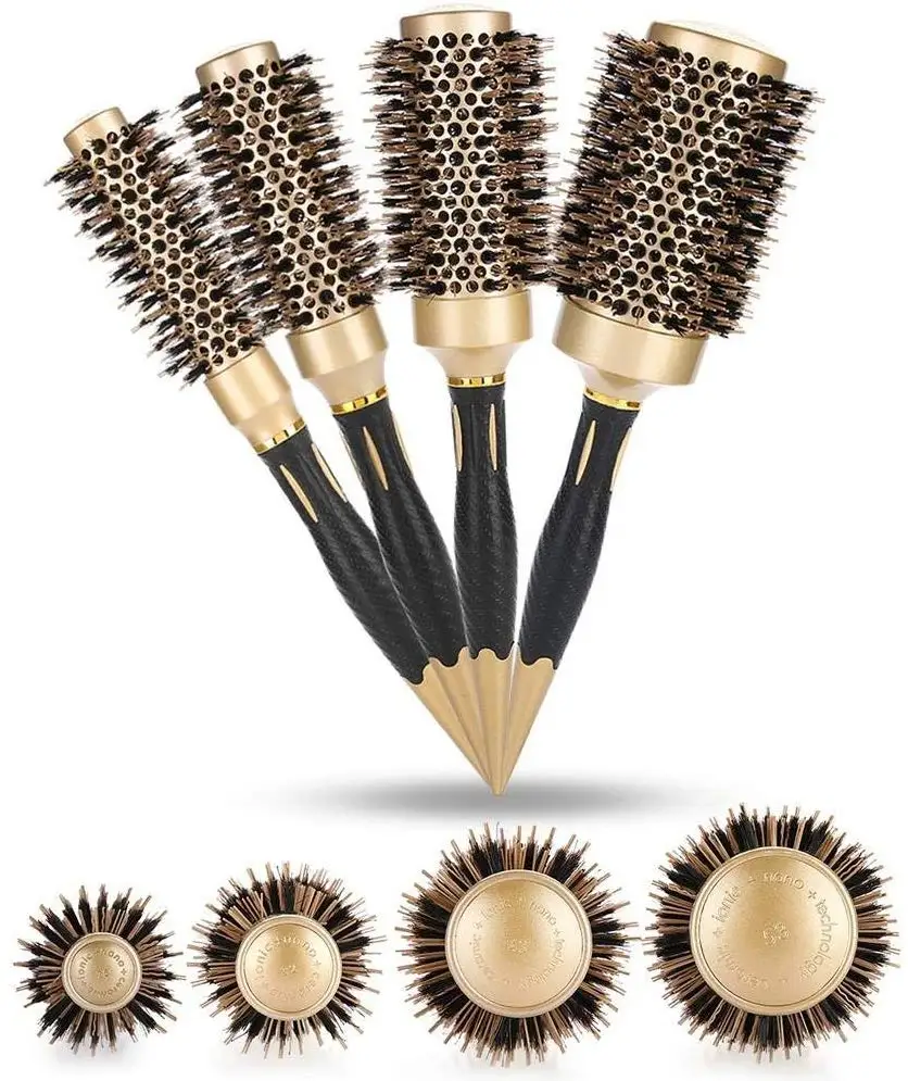 4 in 1 Round Brushes for Blow Drying Professional Anion Large Anti-static Hair brushes Salon Styling Comb Gold & Black
4 in 1 Round Brushes for Blow Drying Professional Anion Large Anti-static Hair brushes Salon Styling Comb Gold & Black