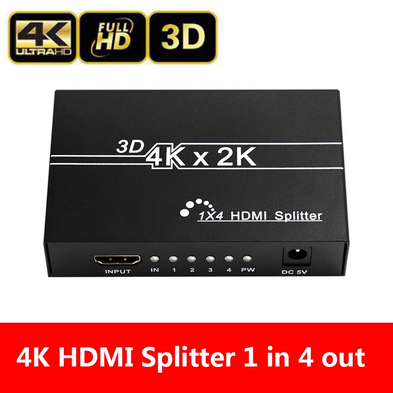 Hdmi Splitter 1x4 HDMI Switch DC 5V Power Supply Adapter 1 In 4 Out Switcher For Audio HDTV 4K 1080P Video DVD
Hdmi Splitter 1x4 HDMI Switch DC 5V Power Supply Adapter 1 In 4 Out Switcher For Audio HDTV 4K 1080P Video DVD