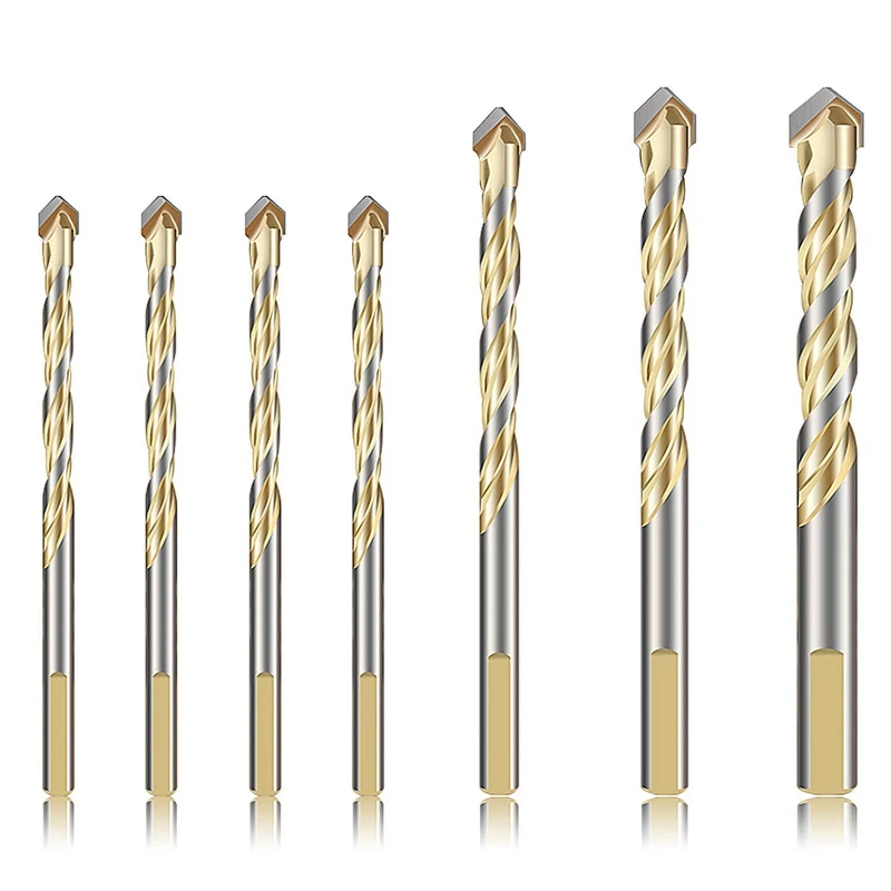 7-Piece Drill Bit Set With Storage Case For Drilling Metal, Tile, Concrete, Brick, Glass, Plastic And Wood, 1/4 Inch, 5/16 Inch,