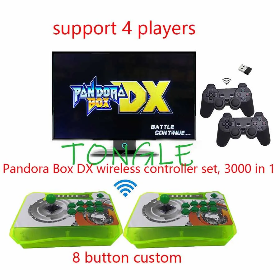 Набор беспроводных контроллеров Pandora Box DX 3000 в 1, 4 игрока, 8 кнопок, геймпады на заказ
Набор беспроводных контроллеров Pandora Box DX 3000 в 1, 4 игрока, 8 кнопок, геймпады на заказ