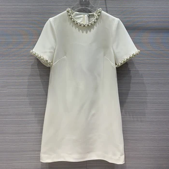 Brand Fashion Women High Luxury Spring Elegant Temperament Ladies Slim Bead Diamond Solid Color Short-Sleeved Dress
Brand Fashion Women High Luxury Spring Elegant Temperament Ladies Slim Bead Diamond Solid Color Short-Sleeved Dress