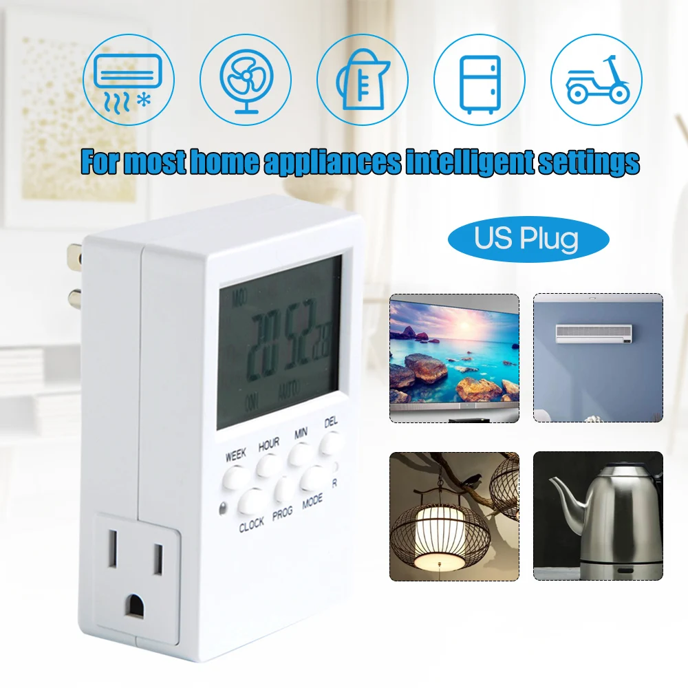 

New Electronic Digital Timer Socket Countdown Time Setting Switch Plug-in Programmable Time Controller Intelligent Timing Socket