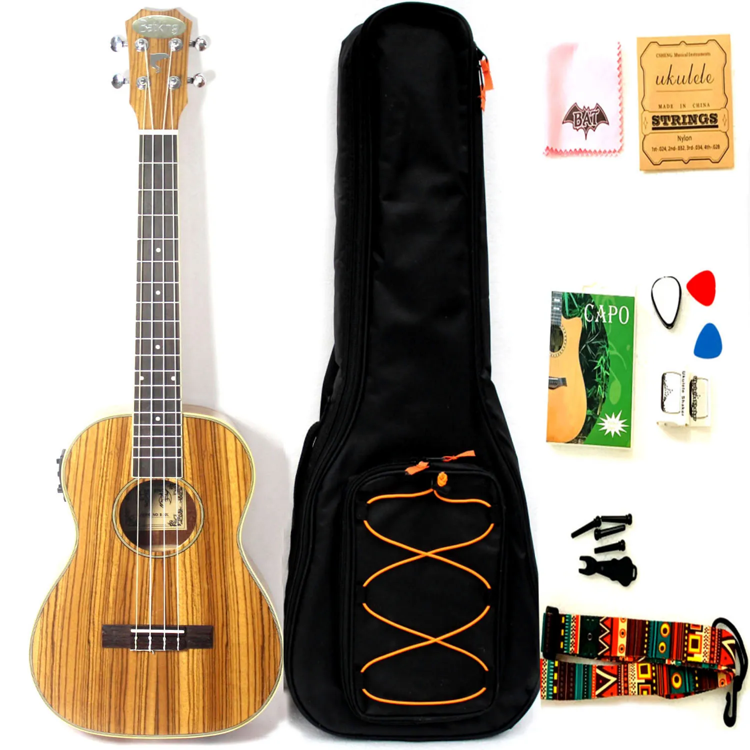30 Inch Satin Zebrawood Acoustic Electric Ukulele With Truss Rod with EQ and tuner with Gig Bag With Accessories
30 Inch Satin Zebrawood Acoustic Electric Ukulele With Truss Rod with EQ and tuner with Gig Bag With Accessories