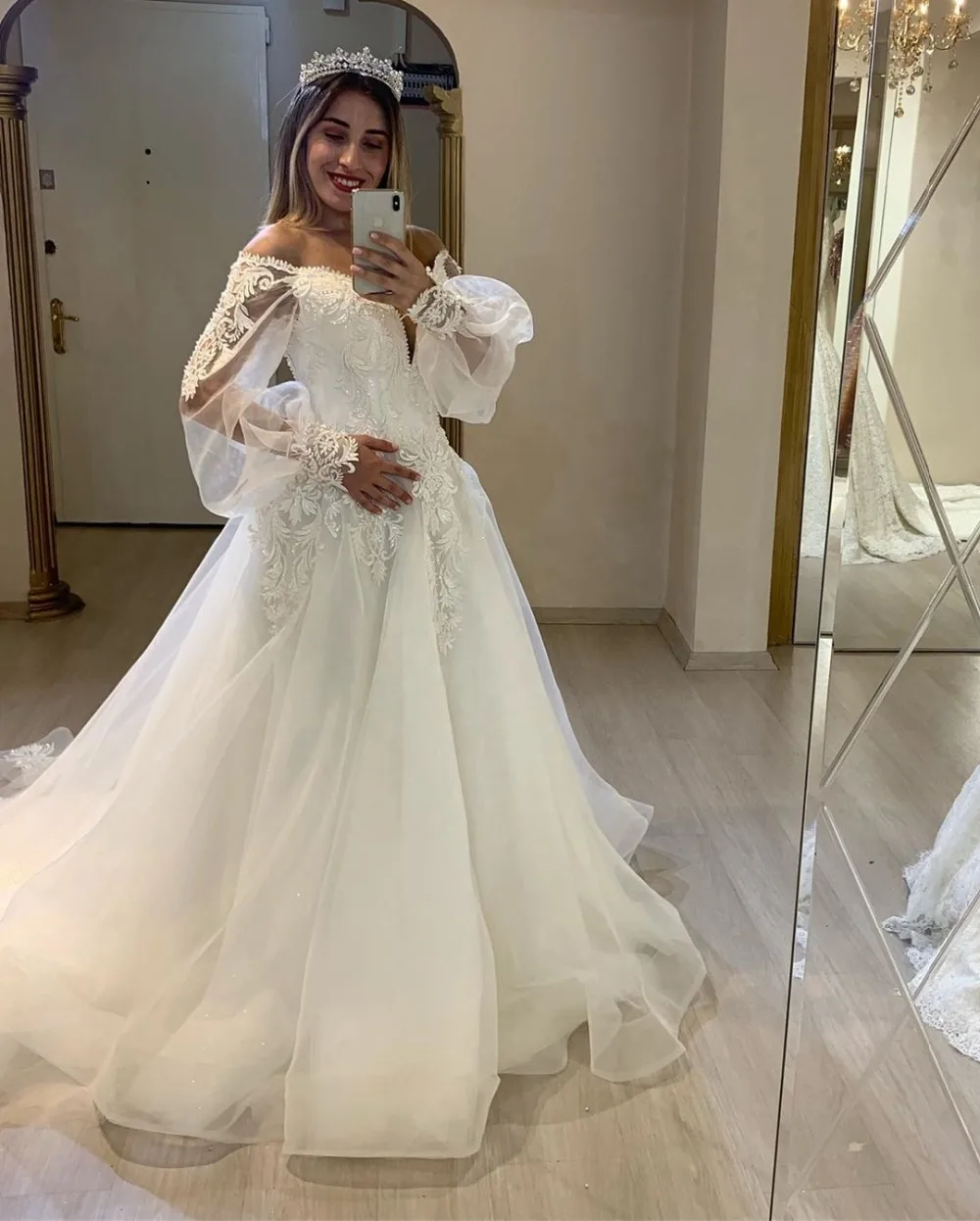 Custom-Made-Off-Shoulder-Long-Sleeve-Lace