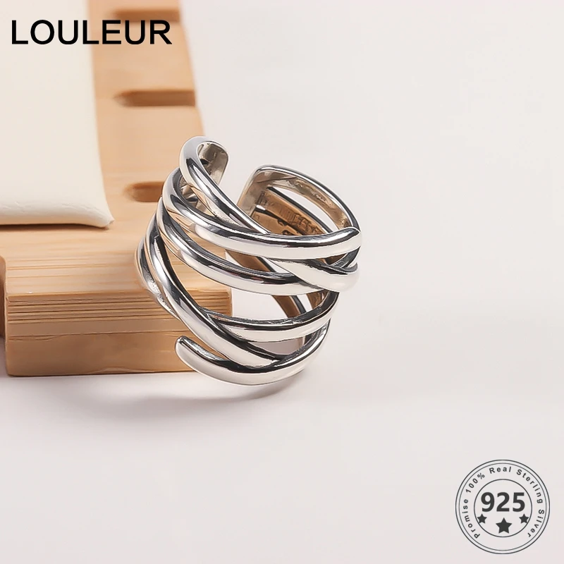 LouLeur 925 Sterling Silver Line Weave Multi-layer Rings Silver Creative Individuality Open Ring for Women Festival Jewelry Gift
LouLeur 925 Sterling Silver Line Weave Multi-layer Rings Silver Creative Individuality Open Ring for Women Festival Jewelry Gift