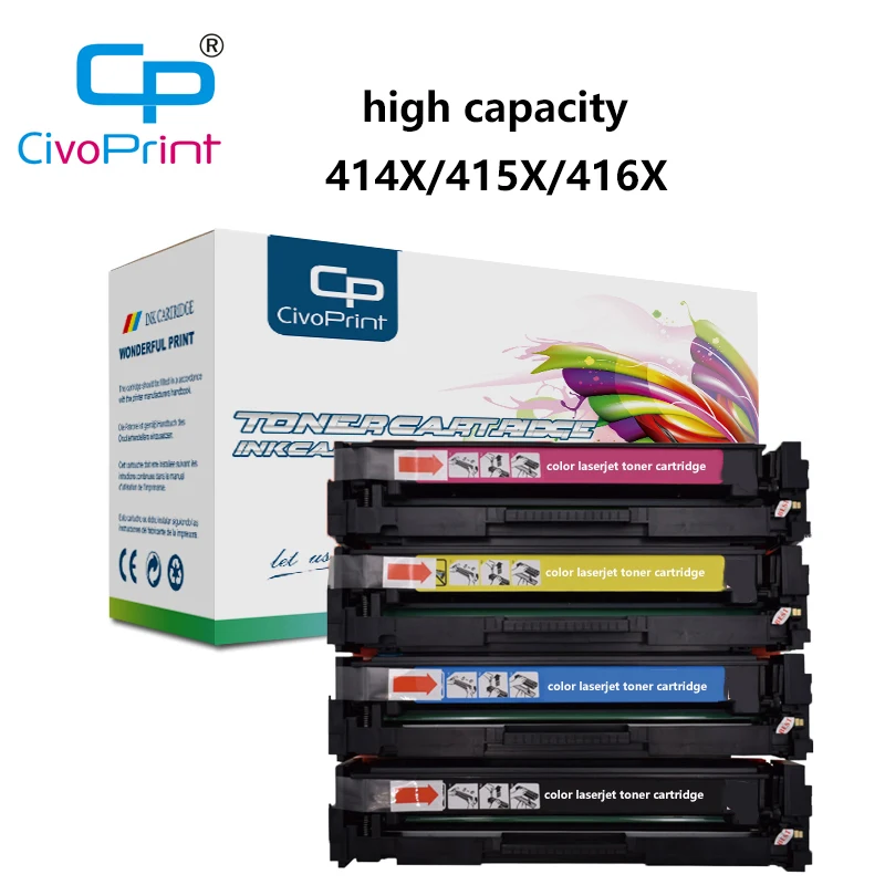 

4 pcs high capacity toner Cartridge Compatible for HP 414X 415X 416X Laserjet Pro M454 M454dw/nw MFP M479 M479dw M479fdw No Chip