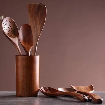 Kitchen Utensil Set, Wooden Cookware Set Nonstick Kitchen Tool Wooden Spoon and Spatula Salad Fork with Wooden Spoon 7 Piece Set
Kitchen Utensil Set, Wooden Cookware Set Nonstick Kitchen Tool Wooden Spoon and Spatula Salad Fork with Wooden Spoon 7 Piece Set