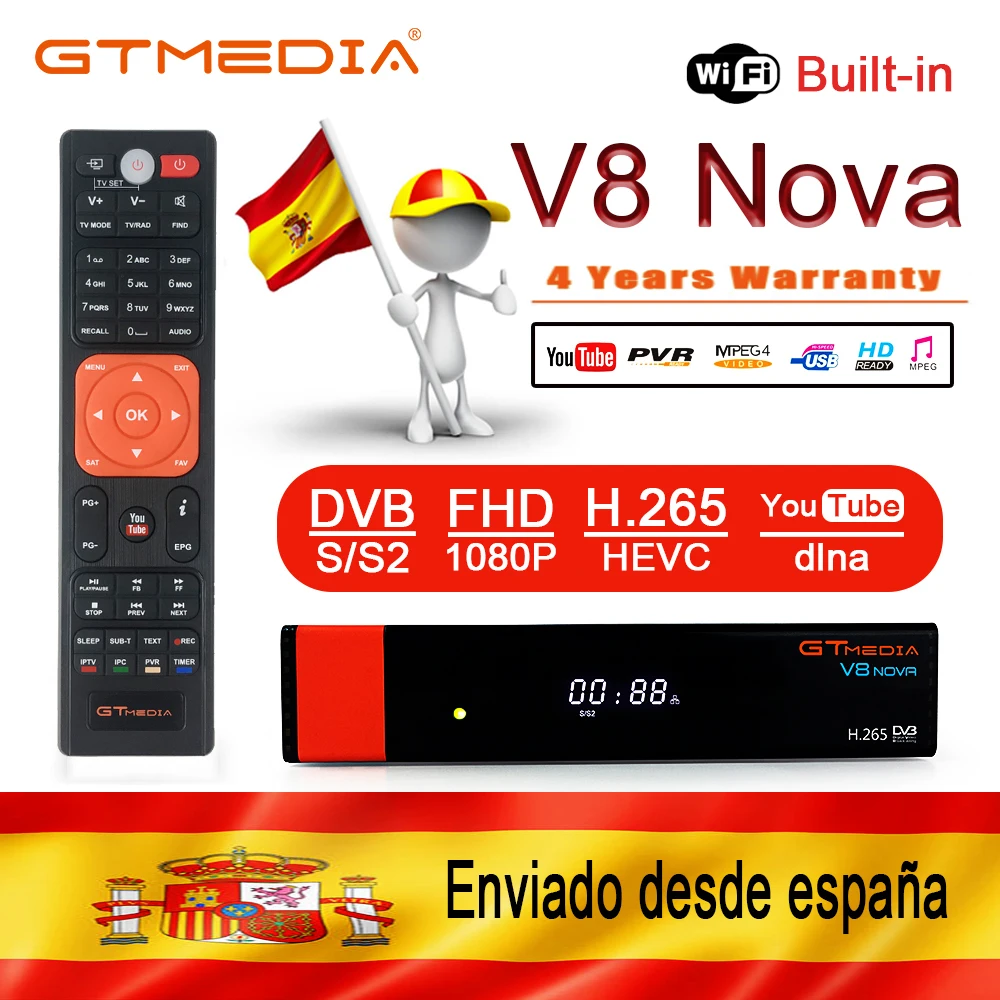 Full HD Gtmedia V8 Nova DVB-S2 FTA Satellite Receiver Freesat V8 Honor V9 Super Support H.265 Built-in WiFi NO APP
Full HD Gtmedia V8 Nova DVB-S2 FTA Satellite Receiver Freesat V8 Honor V9 Super Support H.265 Built-in WiFi NO APP