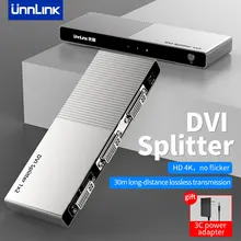 Unnlink DVI Splitter 1x2 1x4 1080P@60Hz 30 Meters Tranmission Distance Support Splicing Screen 3-lever Cascade Function
Unnlink DVI Splitter 1x2 1x4 1080P@60Hz 30 Meters Tranmission Distance Support Splicing Screen 3-lever Cascade Function