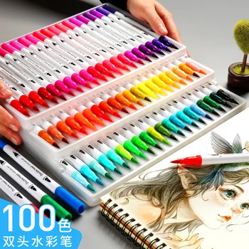 100 color watercolor pen set double head soft head art 24/36 color primary school children children washable marker art supplies
100 color watercolor pen set double head soft head art 24/36 color primary school children children washable marker art supplies