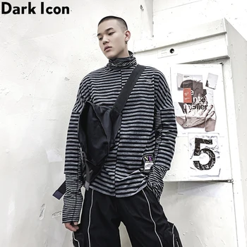 DARK ICON Letters Embroidery Striped T-shirt Men Women Turtle Neck Basic Street Men's Tshirts Long Sleeved Tee Shirts 
DARK ICON Letters Embroidery Striped T-shirt Men Women Turtle Neck Basic Street Men's Tshirts Long Sleeved Tee Shirts
