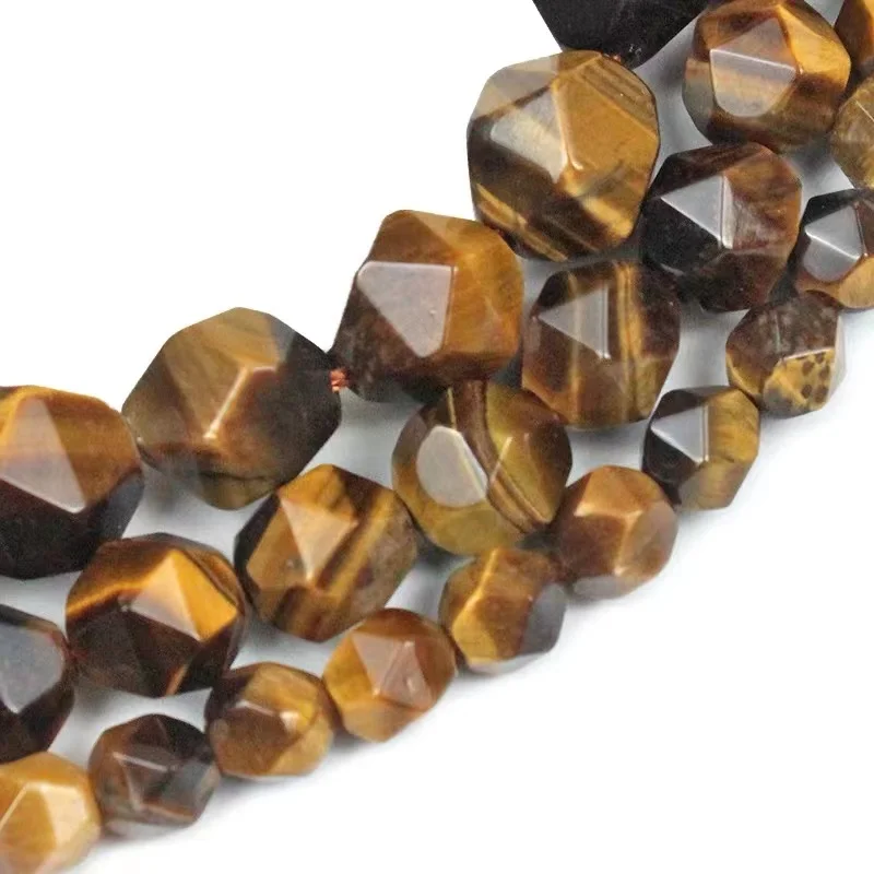 

Natural Faceted Tiger Eye Agates Stone Loose Spacers Beads for Jewelry Making DIY Necklace Bracelet Charms 15" Strand 6 8 10MM