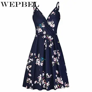 WEPBEL Women's Dress Spaghetti Strap Summer Casual V Neck Floral Swing Dress with Pocket
WEPBEL Women's Dress Spaghetti Strap Summer Casual V Neck Floral Swing Dress with Pocket