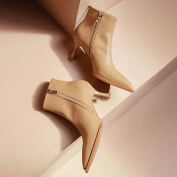 Fashion Genuine Leather Female Autumn Winter Ankle Boots Platform PointedToe High Thin Heels Pumps Zipper Basic Working Shoes 
Fashion Genuine Leather Female Autumn Winter Ankle Boots Platform PointedToe High Thin Heels Pumps Zipper Basic Working Shoes